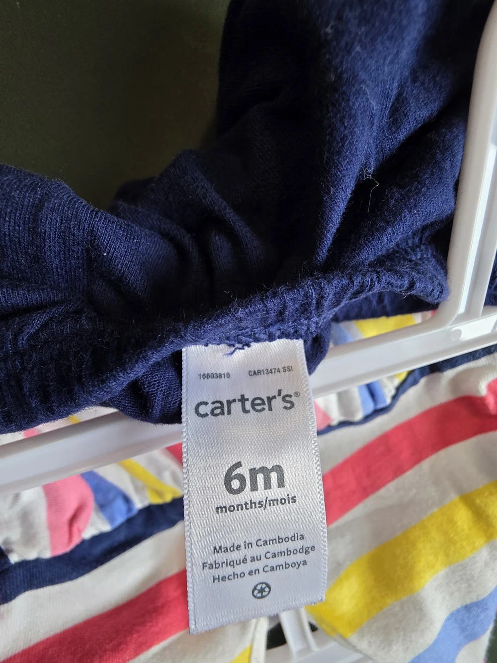 Carter's Multi-Color Striped Tank with Navy Diaper Cover
